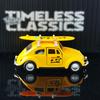 Vintage 1:32 Yellow Beetle Diecast Car With Surfboard Retro Pull-Back Model Toy Open Doors Collectible For Kids  Car Fans