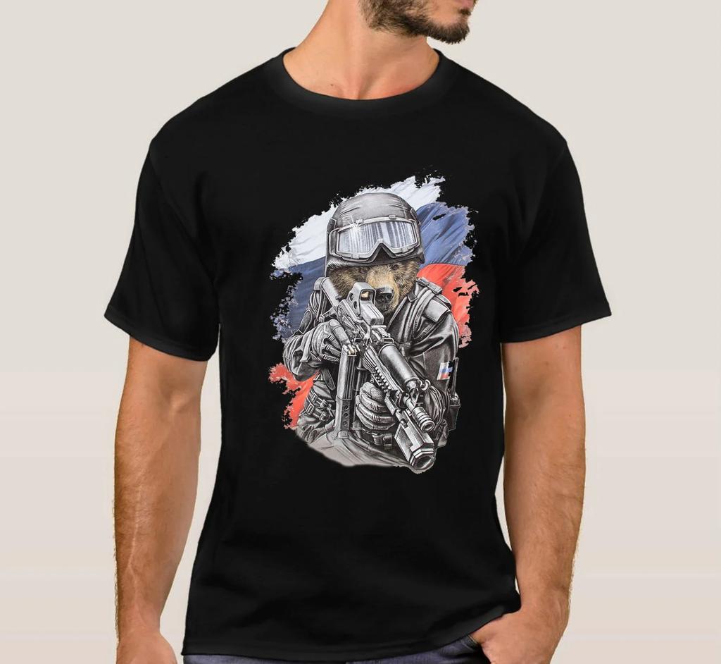 Russian Military Bear Special Forces T-Shirt O-Neck Short Sleeve Men's T Shirt Graphic T Shirts Women Men Clothing