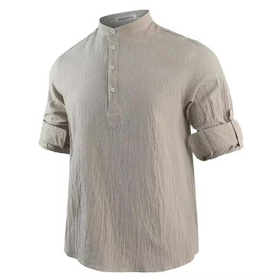 Chemise Décontractée Homme Coton Lin Hauts Amples T-shirt Manches Longues Printemps Automne Décontracté Belles Chemises pour Homme