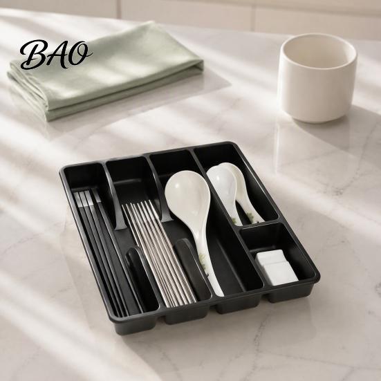Home Storage Solutions Drawer Cutlery Organizer, Multi-Compartment Plastic Utensil Tray, Space Kitchen Accessories Saving Durable Tray for Organizer
