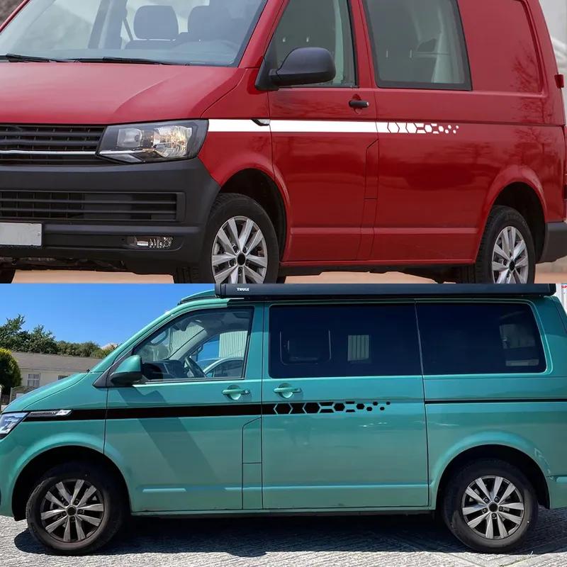 Car Styling Stripes Side Graphics Waistline Vinyl Decals Stickers For VW T4 T5 T6 Transporter Camper Van Honeycomb Hex Decor