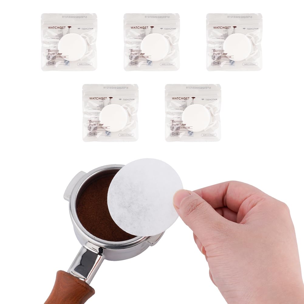 Watchget Coffee Paper Filter Round Espresso Pack Screen Replacement Paper 58mm Disposable Coffee Espresso Maker Compatible with Moka Pot 5 Packs of