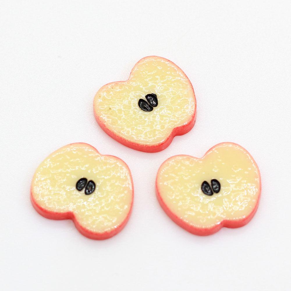 100pcs 16mm Apple Slice Flatback Resin Charms Fruit Resin Cabochons for Slime Supplies Phone Case Decor DIY Crafts Accessories 14*16mm,100pcs/bag