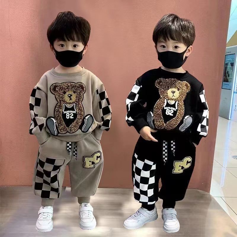 Boys' Outfit New Fashionable Baby Spring and Autumn Korean Style Sweatshirt Children's Internet Celebrity Cool Bear Children's Clothing