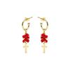 Boucles D'oreilles - LUXENTER - Kyus - Argent 925 - Or Jaune 18k - Agate Rouge