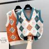 Gilet pull femmes printemps et automne tricoté femmes pull col en v couche extérieure ample sans manches tricoté gilet pull pull