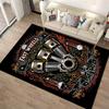 Fast Wheels Printed Carpet with Engine Design and Road Race Theme Suitable for Use As an Anti-slip for Living Room Bedroom Sofas