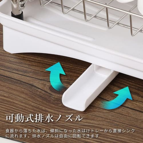 RUNCAN Dish Drainer, 2-Tier Stainless Steel Dish Drainer, Rust-Proof, Automatic Drainage, Automatic Drying, Large Plate Holder, Large Capacity, Easy A