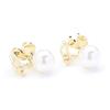 New Product Temperament, White Oil-dripping Petal Earrings, Gold-plated Large Pearls, Versatile Without Pierced Earrings, Earrings, Women's Models