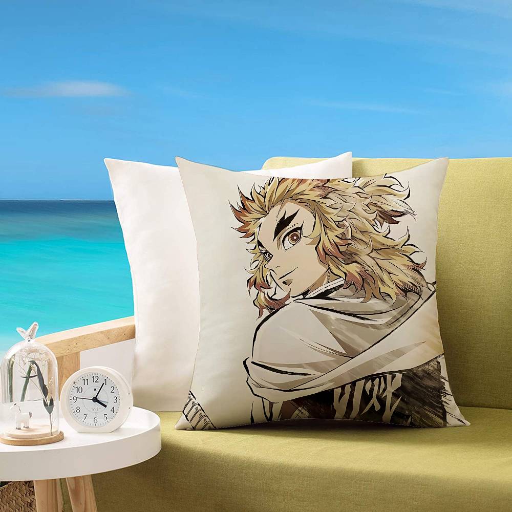 

R-Rengoku Kyoujurou Pillow Case Cushion Cover Soft Cute Throw Pillow Case For Car Sofa Pillowcase Polyester With Zipper 16x16Inch