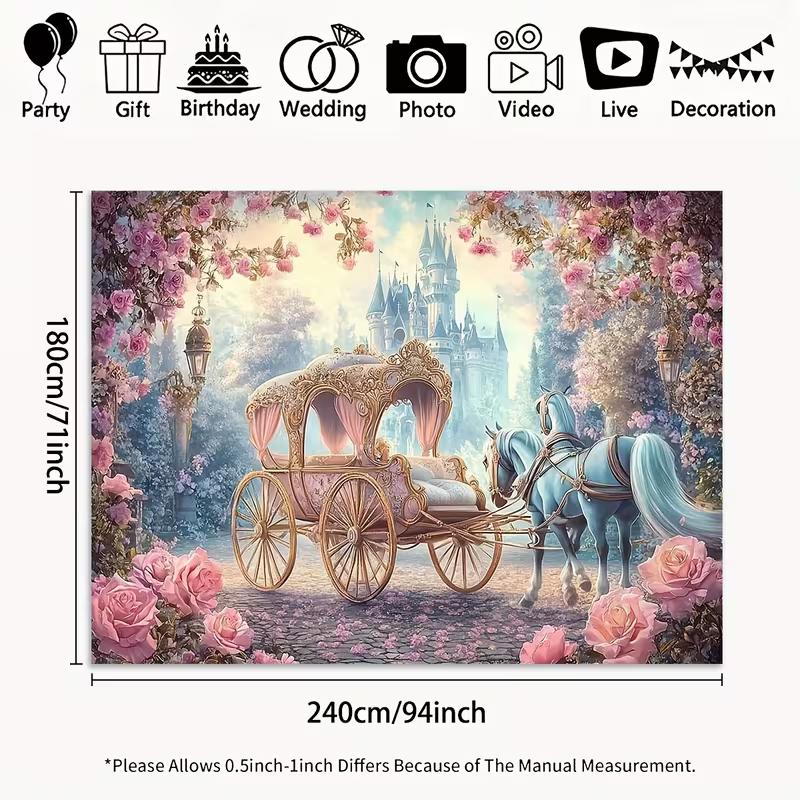 2D Pink Castle Backdrop Princess Party Photography Background