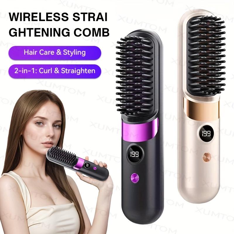 Multifunctional Hair Straightener Brush Curling Iron Easy Design 4-Level Temperature Adjustment Suitable for Straight And Curly Hair Styling