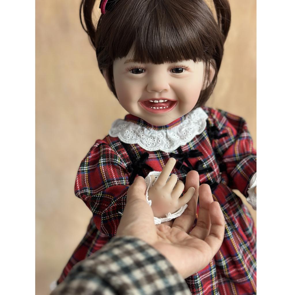 BZDOLL New Face Mila 55 CM Full Silicone Body Realistic Reborn Baby Can Stand Girl Doll Princess Toddler Bebe Birthday Gift
