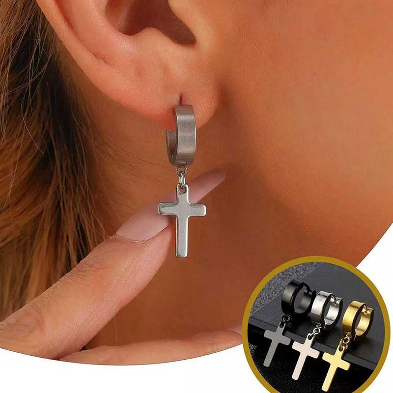 European and American high-end stainless steel stud earrings, ear buckle set, fashion trend, versatile earrings, personalized design