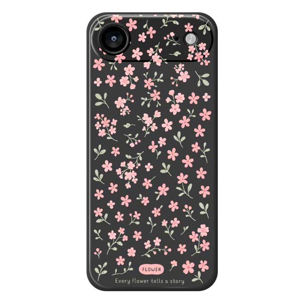 For iPhone 17 Air Case Pink Small Flowers Pattern Printing Straight Edge TPU Phone Back Cover