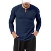 2026 European Men's Solid Color Round Neck Henley T-Shirt Long Sleeve Casual Sports Base Layer