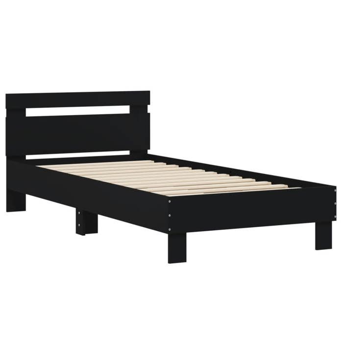VidaXL Bed Frame with Headboard Black 75x190 Cm Engineered Wood 838569