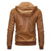 Padded Leather Jacket Men's Winter Thickening Warm Removable Cap Pu Jacket Biker Jacket