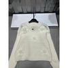Xiangjia 2025 Floral Knit Round Neck Pullover - Autumn/Winter Loose Long Sleeve Top
