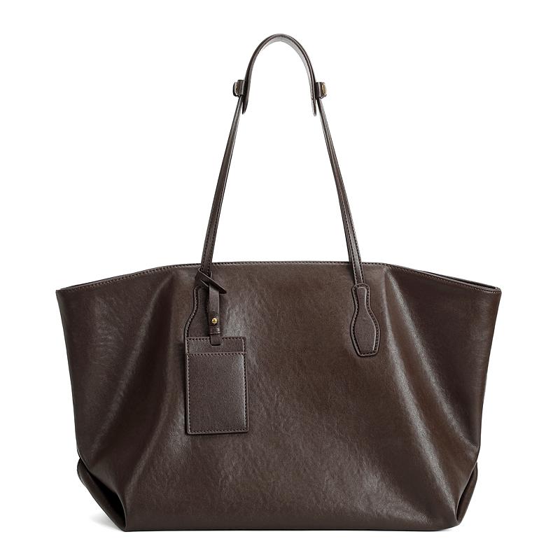 Burminsa Cowhide Genuine Leather Large Soft Shoulder Tote Bags For Women 2026 Luxury Designer Big Shopping Work Ladies Handbags
