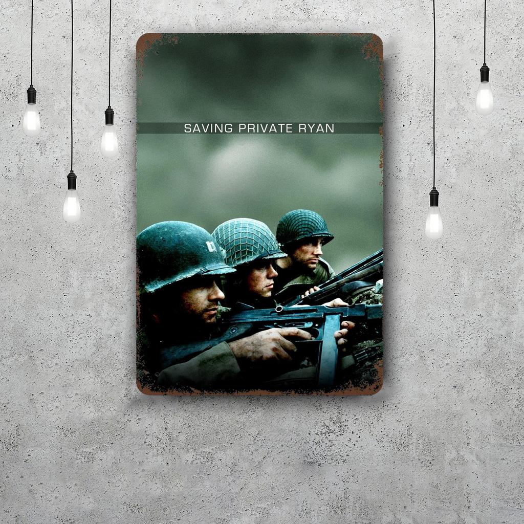 Saving Private Ryan Movie Decor Poster Vintage Tin Sign Metal Sign Decorative Plaque for Pub Bar Man Cave Club Wall Decoration