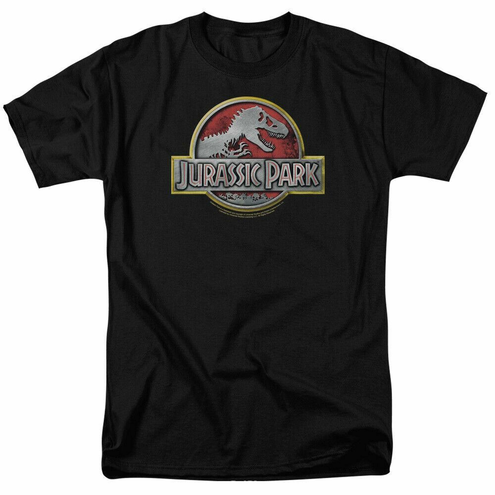 Jurassic Park Logo T-shirt Mens Licensed Dinosaur Movie Tee T Rex Black S