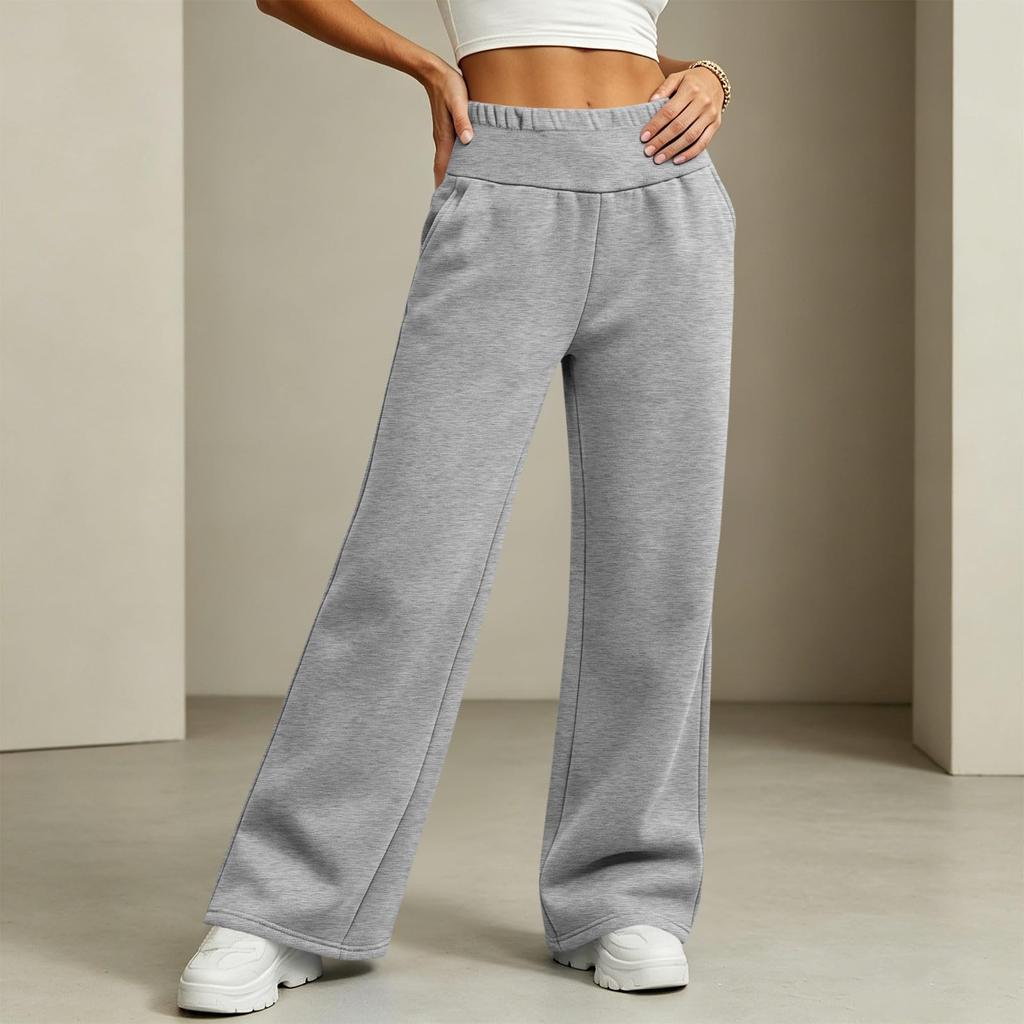 Pantaloni della tuta da donna casual colorati, vestibilità ampia, gamba larga, con elastico in vita