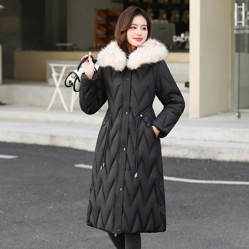 Women's Long Big Fur Collar Down Cotton Cotton Coat