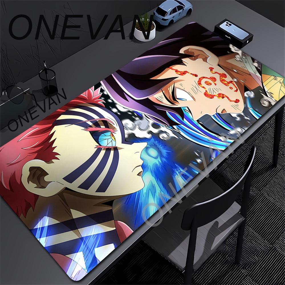 XXL Podložka pod myš Anime Demon Slayer Podložka na stůl pro počítačové hráče Uzamykatelná hrana Stolní podložky Velká podložka pod klávesnici a myš Kobercová podložka z přírodní gumy