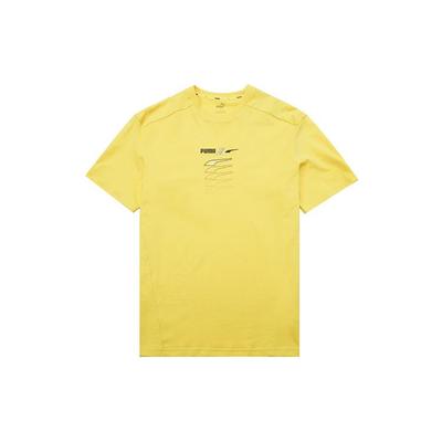 Radikāls grafisks t-krekls ar sportisku ikdienas logo, vīriešu tops, spilgti dzeltens 671716-83