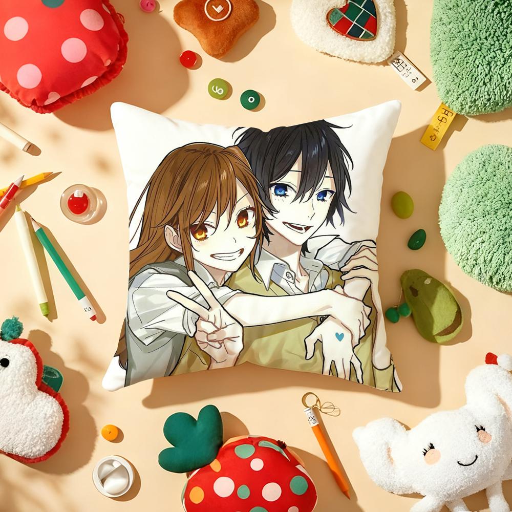 H-Horimiya Anime Cushion Cover Plush Fabric Soft Double-Sided Printed Sofa Warm Winter Home Gift Pillow Cover