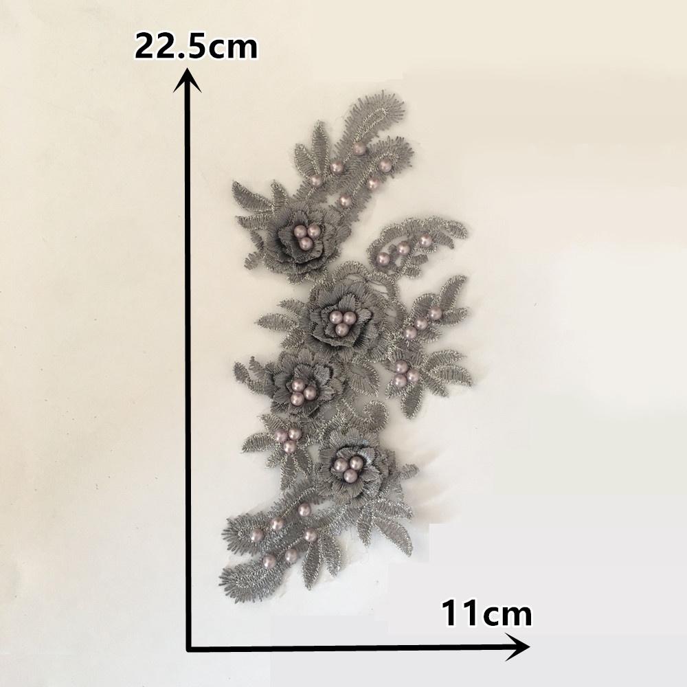 Exquisite Pearl 3D Lace Trim Flower Embroidery DIY Hat Decoration