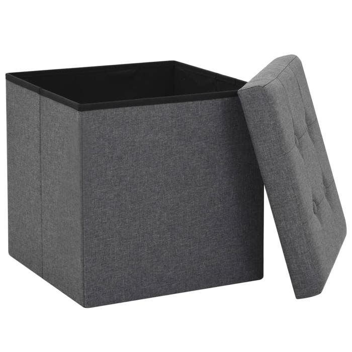 Maison Exclusive - Tabouret de rangement pliable Gris foncé Faux lin