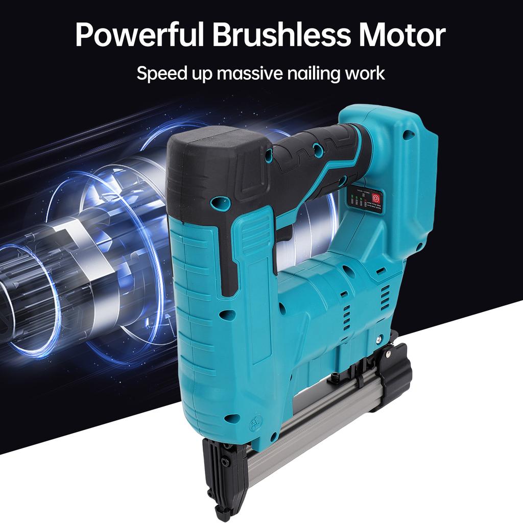 Cordless Nailing Machine 20V Electric Stapler with 100pcs F32mm Straight Nails and 100pcs N shaped Nails Powered By
