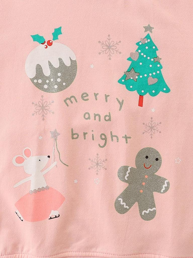 25th Anniversary Cartoon Christmas Print Girl's Autumn Hoodie Pullover