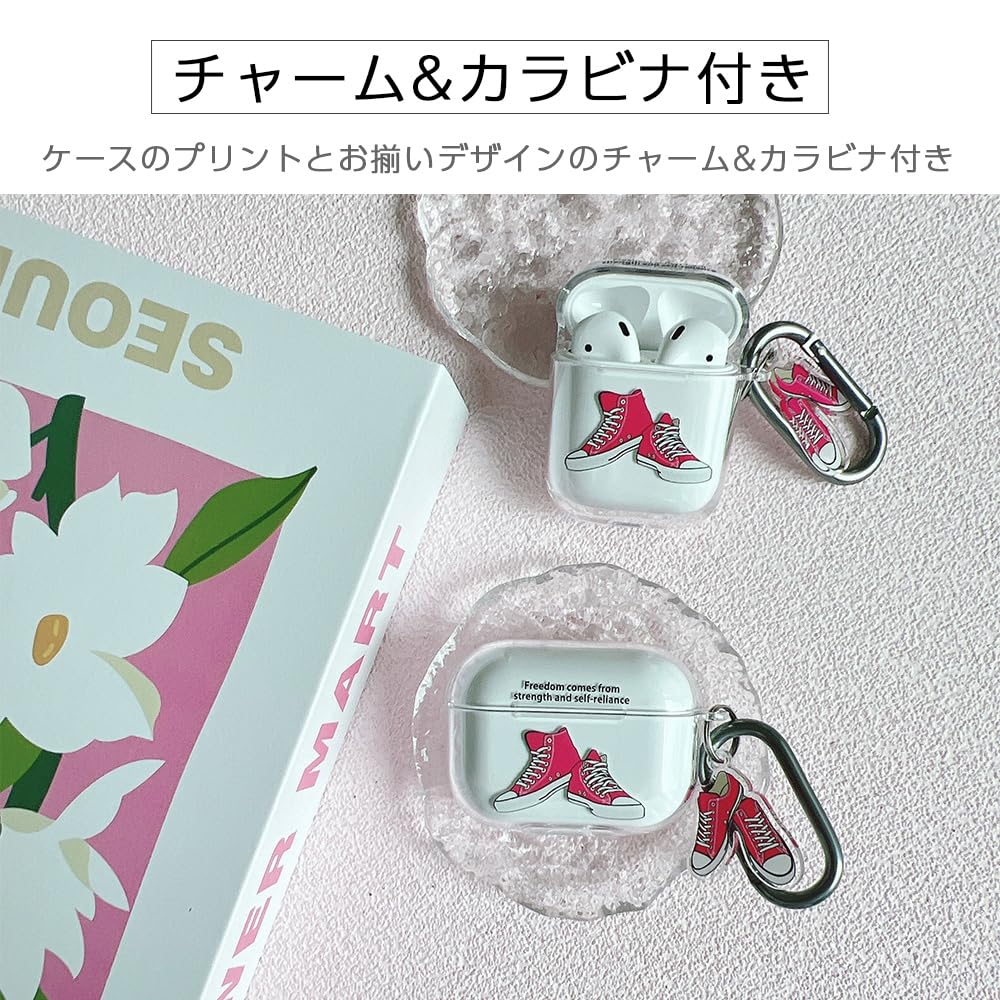 ONLYOU AirPods Pro 2 Stylish Korean Cute PC Canvas Sneaker Shoe Transparent Earphone Cover for and Adults Pro Fuchsia Case, Design, Design, Women,