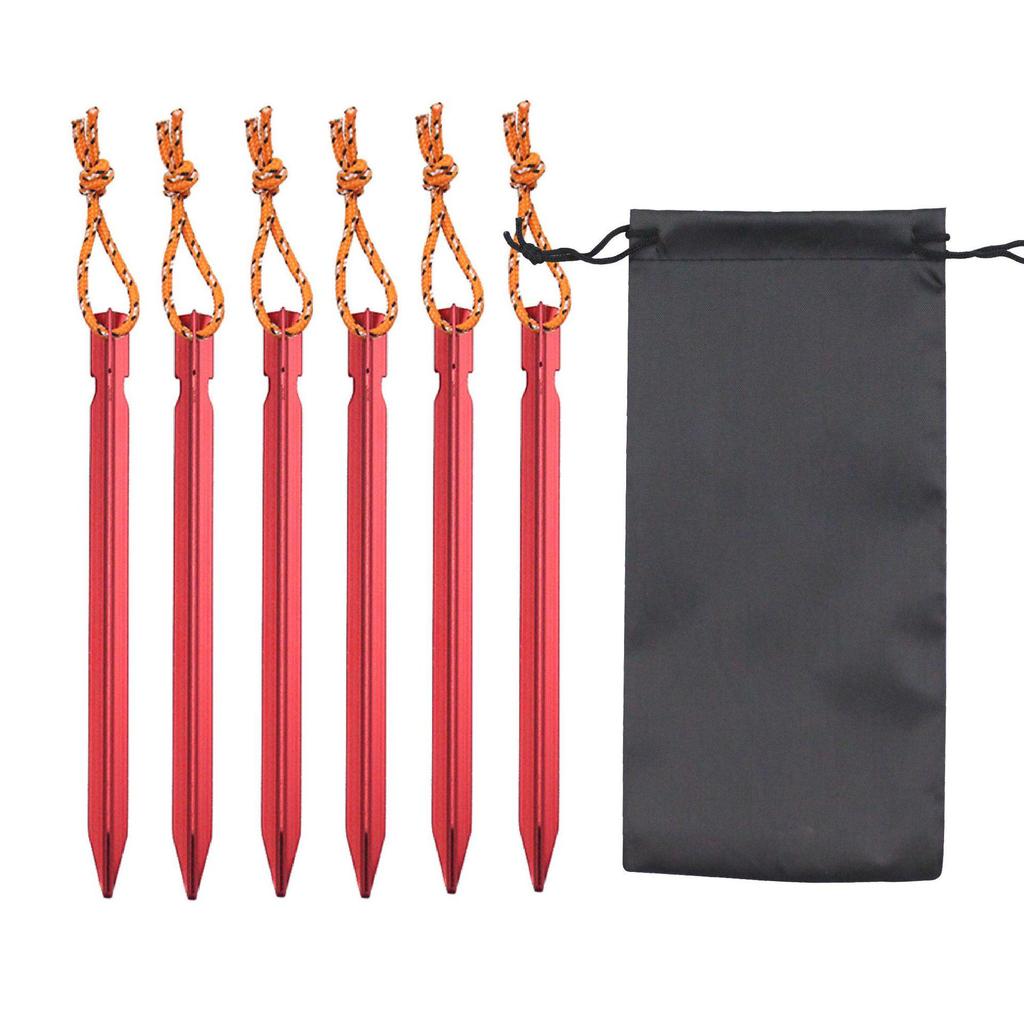 18cm Reflective Aluminum Alloy Tent Stakes Set with Storage Bag