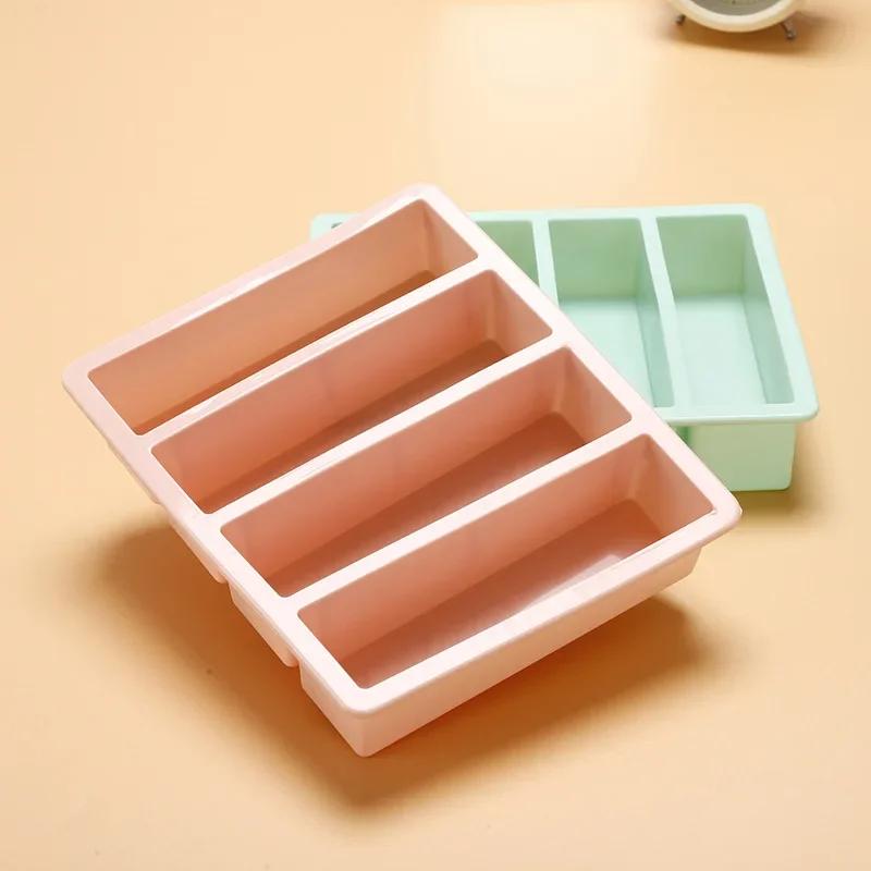1PCS Giant Storage For Food Meal Sauce With Lid Silicone Freezer Trays Extra Large Soup Ice 4 Cubes Tray Food Freezing Molds