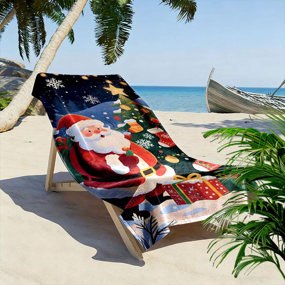 Festive winter holiday cheer Print beach towel, quick drying, suitable for travel, outdoor sports, jogging, the beach and swimming, gift