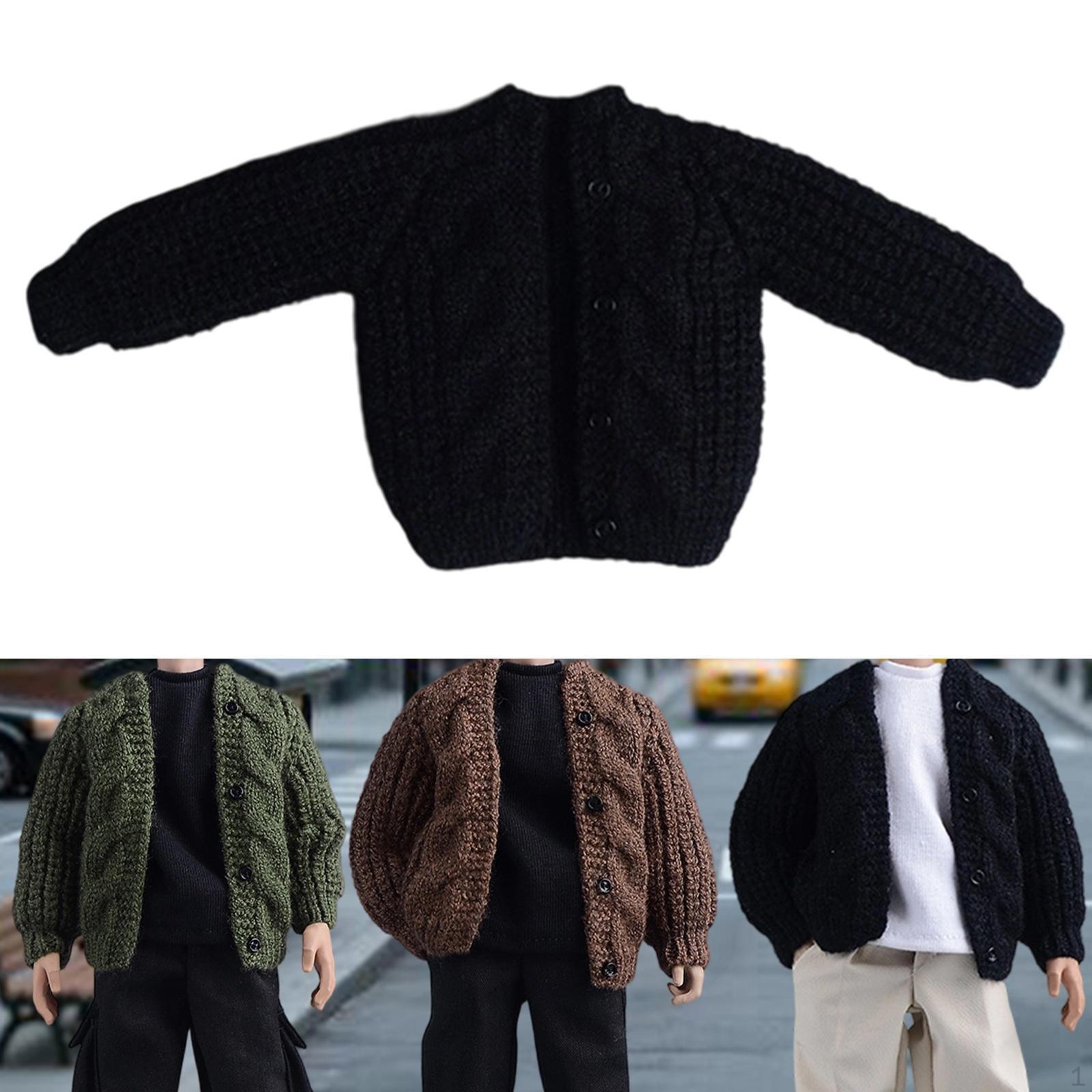 

1/12 Figure Doll Clothes Clothing,Knitted Cardigan,Dress up Fashion Accessories Miniature for чёрный