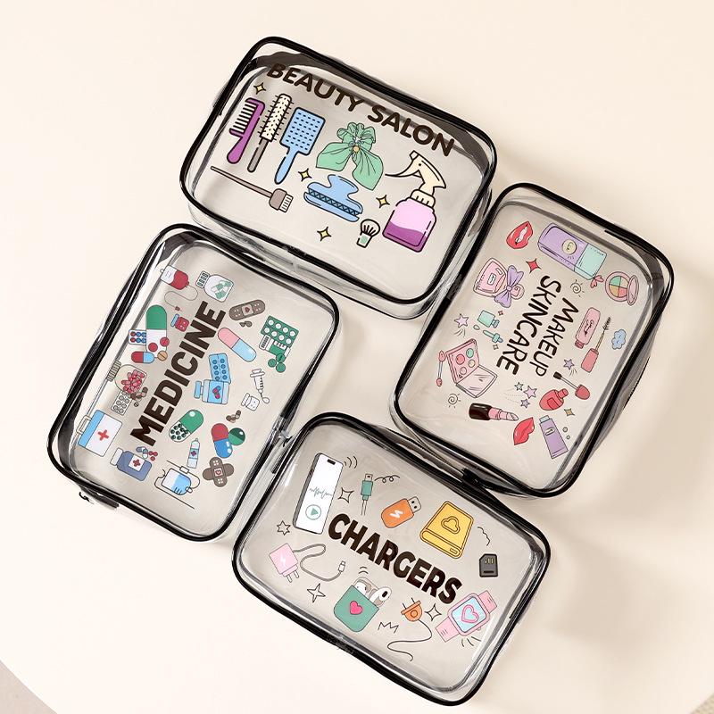 Floral Transparent PVC Waterproof Travel Makeup and Electronics Bag