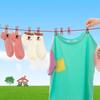 1pc Portable Clothesline With 12 Clips Polychrome Outdoor No Punching Required Travel Camp Retractable Clothes Rope Drying Rack