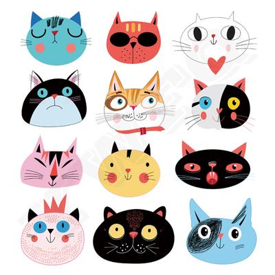 Sweet Cats Stickers Easy Heat Transfer Printed Patches On Clothing Environment Friendly Parches