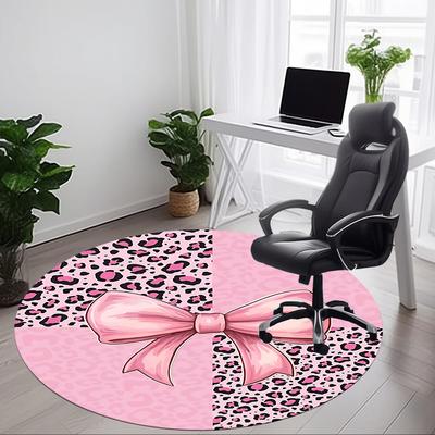 1pc Pink Leopard Print Bow Chair Carpet for Office Non-Slip, Rug for Office, Room, Good Gift for Family or Friends, Yy251226185