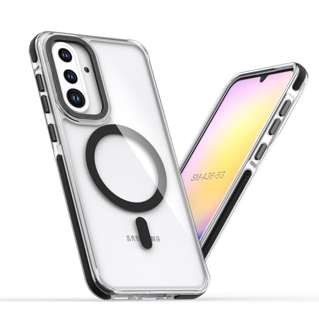 Luxusní kovový objektiv Nárazuvzdorný magnetický průhledný kryt pro Samsung S25 S24 S23 Ultra Plus S25 Edge S23FE S24FE Magsafe kryt