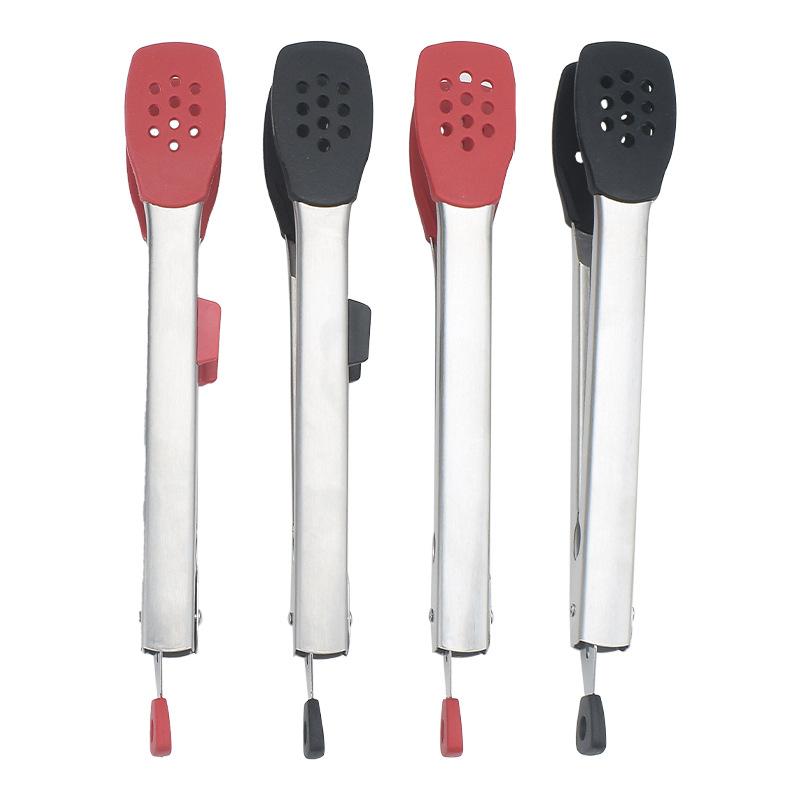 New Stainless Steel Silicone Kitchen Tongs BBQ Clip Salad Bread Cooking Food Serving Tongs Restaurant Food Folder Kitchen