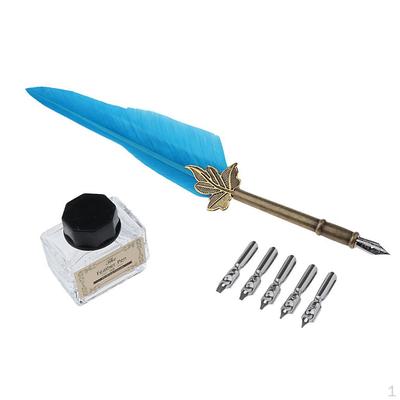 Nibbed Pen, Traditional Feather Nib Dip Pen Set, Writing Quill Business Present
