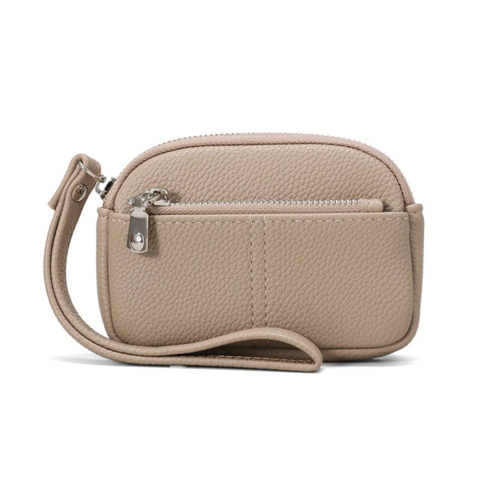 Fashion PU Leather Women Mini Wallet Solid Color Storage Bag Students Coin Purse Large Capacity Zipper Wrist Key Bag Zipper