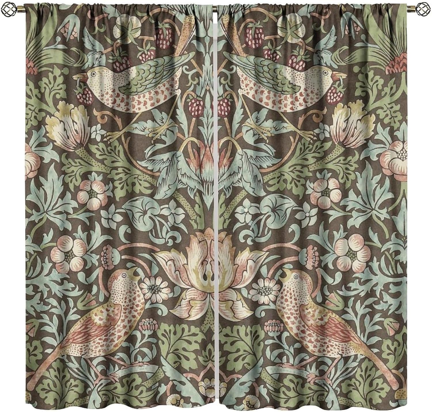 

Шторы блэкаут William Morris Бохо Арт Фармхаус Ретро Птица Растение Принт с Узором из Натуральных Цветов Оконные Шторы для Гостиной 100*130 Grommet Top 1pcs