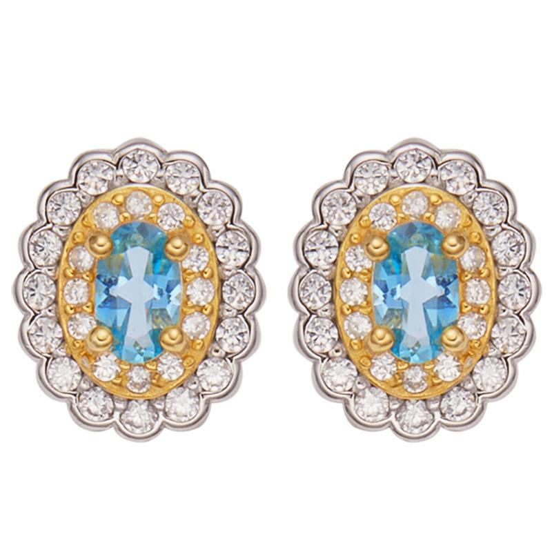 Natural Gemstone Tanzanite Aquamarine Garnet Topaz Stud Earrings S925 Sterling Silver Colored Jewelry